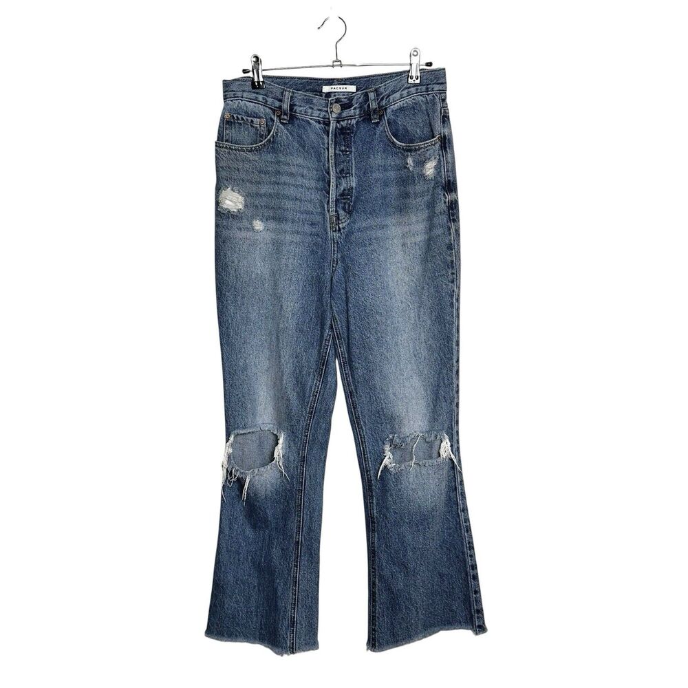 Pacsun High Rise Bootcut Distressed Destroyed Faded Grunge Denim Jeans Size 30
